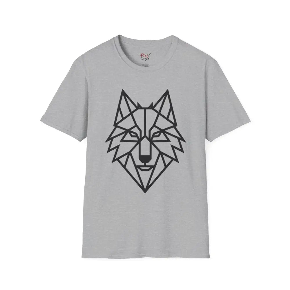 Geometric Wolf T Shirt | Unisex Softstyle Tee Lover Gift Nature Apparel Animal Fashion Unique Graphic Sport Grey / S
