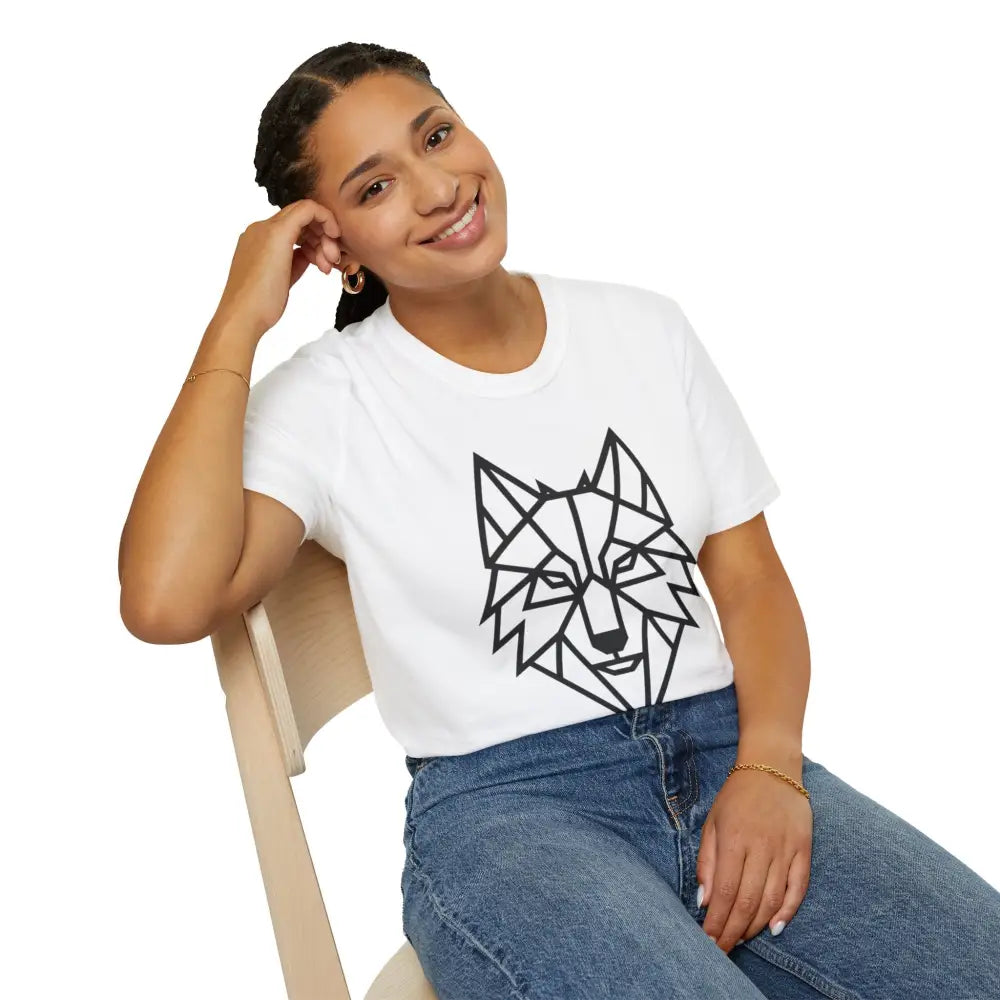 Geometric Wolf T Shirt | Unisex Softstyle Tee Lover Gift Nature Apparel Animal Fashion Unique Graphic