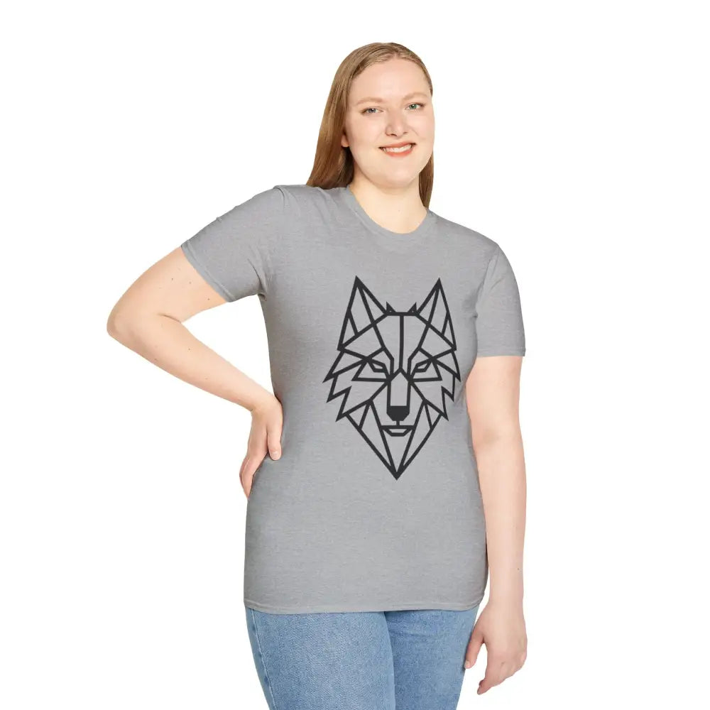 Geometric Wolf T Shirt | Unisex Softstyle Tee Lover Gift Nature Apparel Animal Fashion Unique Graphic