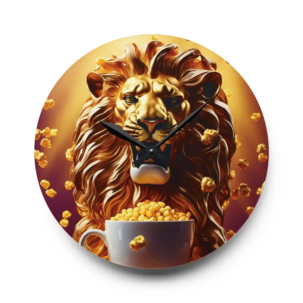 Lion and popcorn wall clock from the Golden Roar Wall Clock collection by PixiOnyx
