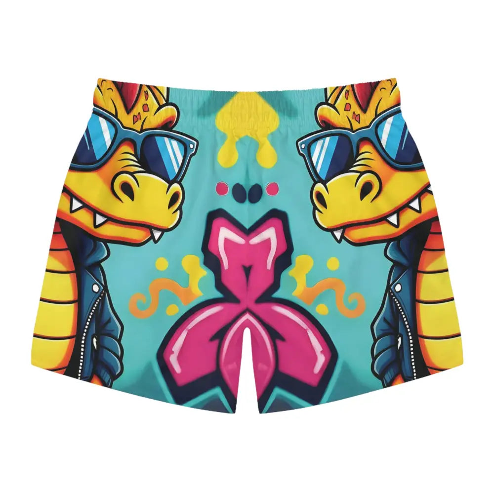 Cartoon dragon swim trunks from Graffiti Groove Dragon collection by PixiOnyx Urban Men