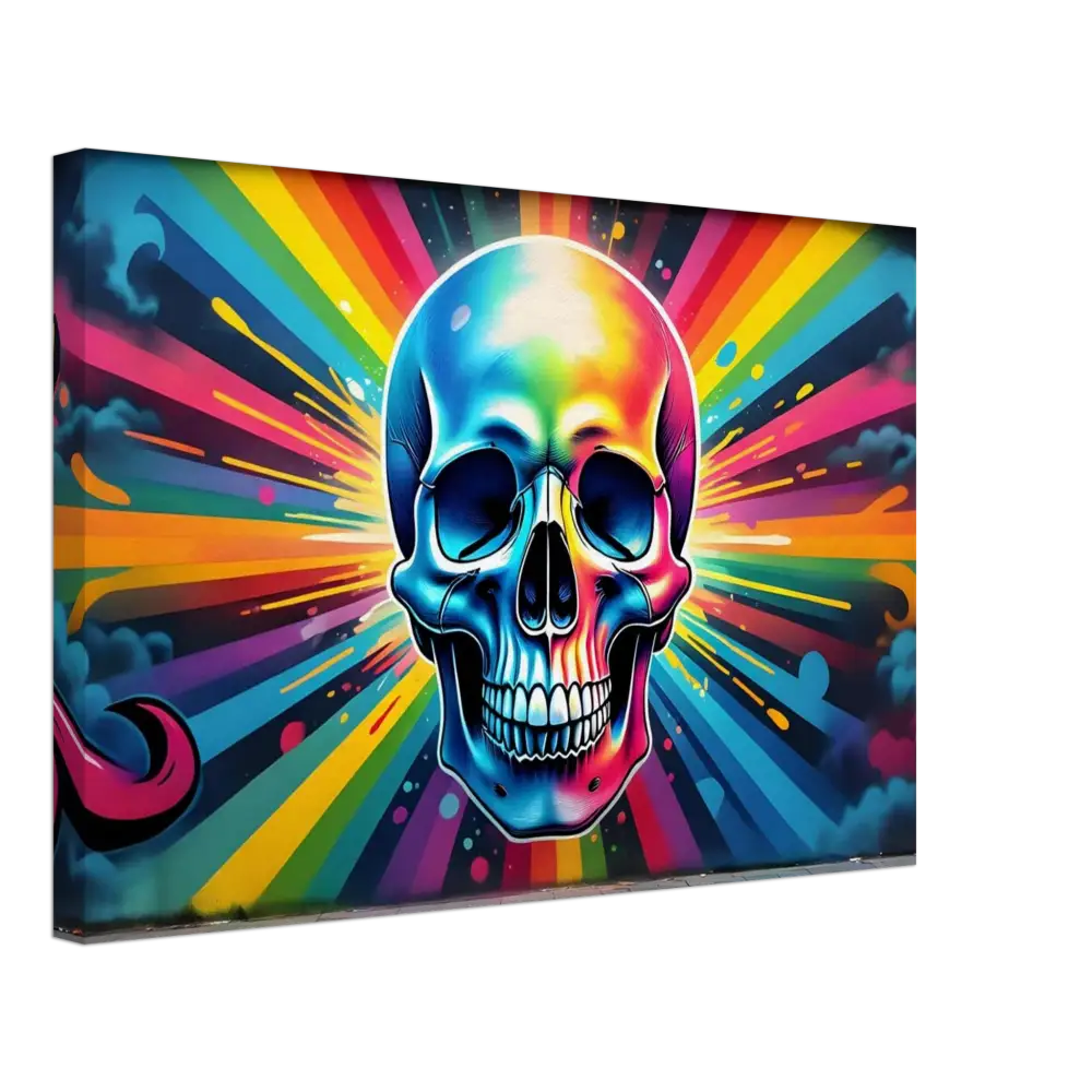 Colorful skull art on Canvas for Psychedelic Street Art Wall Display
