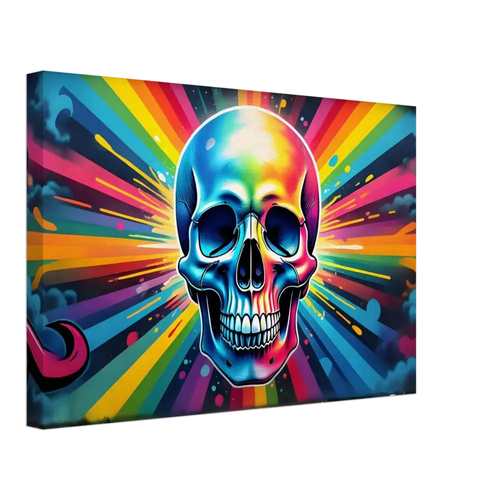 Colorful skull art on Graffiti Skullburst Canvas Psychedelic Street Art Wall Display