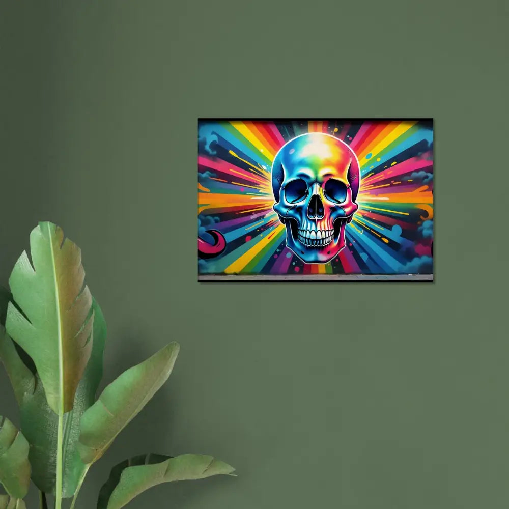 Colorful skull artwork for Graffiti Skullburst Canvas Psychedelic Street Art Wall Display