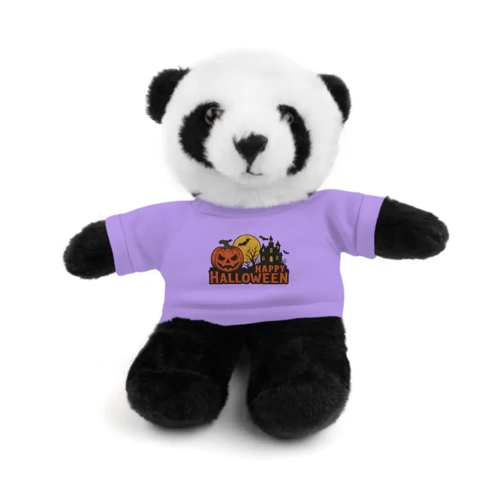 Plush panda in lavender Happy Halloween t-shirt Halloween Stuffed Animal with Tee