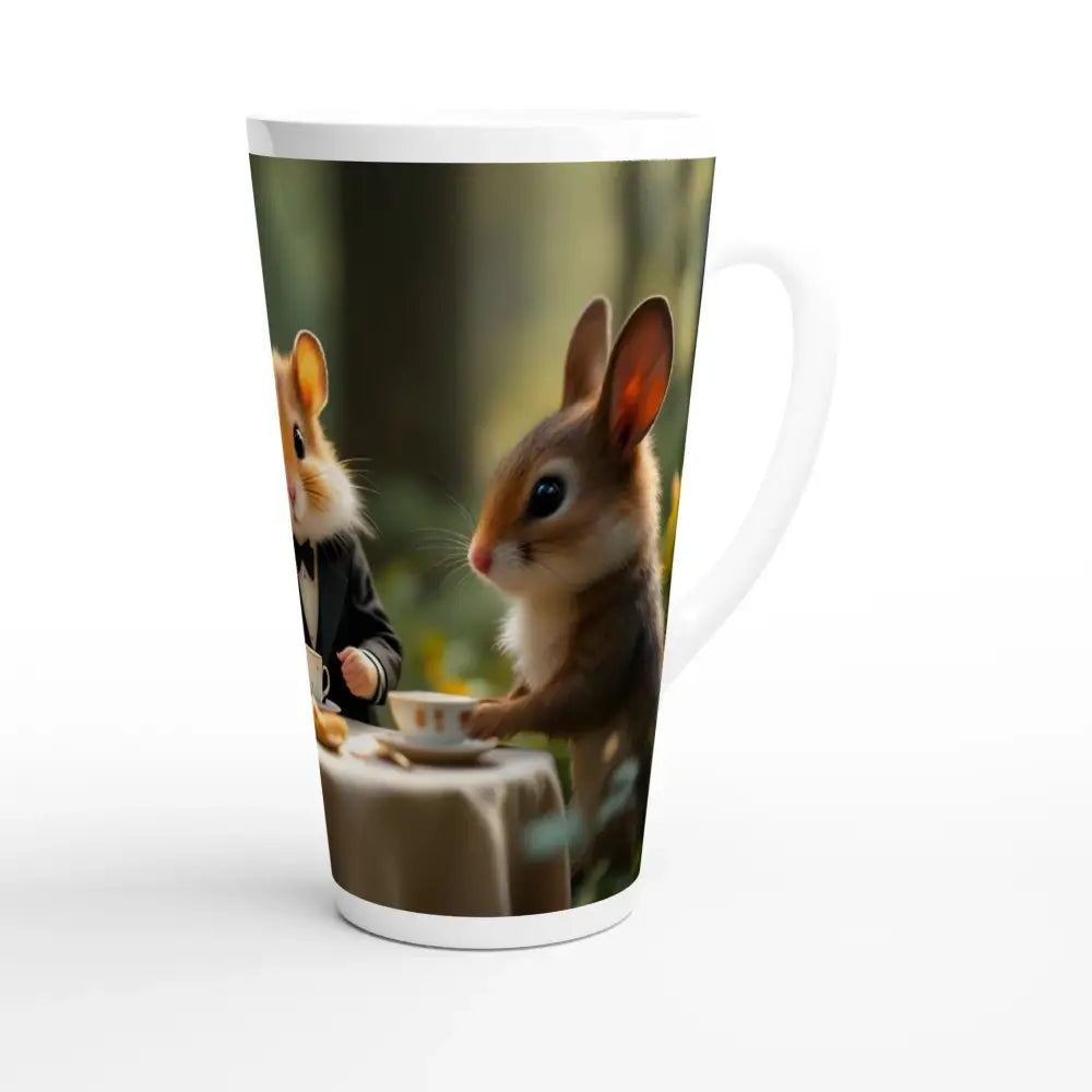 Hamster High Tea Latte Mug Woodland Gathering Edition with anthropomorphic animals at tea party