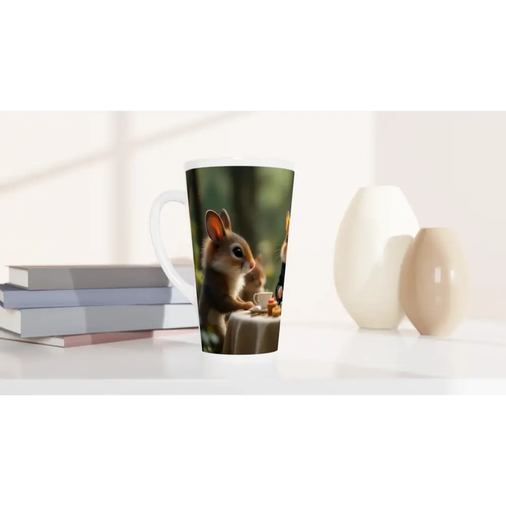 Latte mug with animal tea party design from Hamster High Tea Latte Mug Woodland Gathering Edition