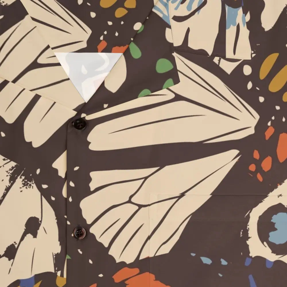 Butterfly-patterned button-down Hawaiian shirt from PixiOnyx Tropical Apparel for men