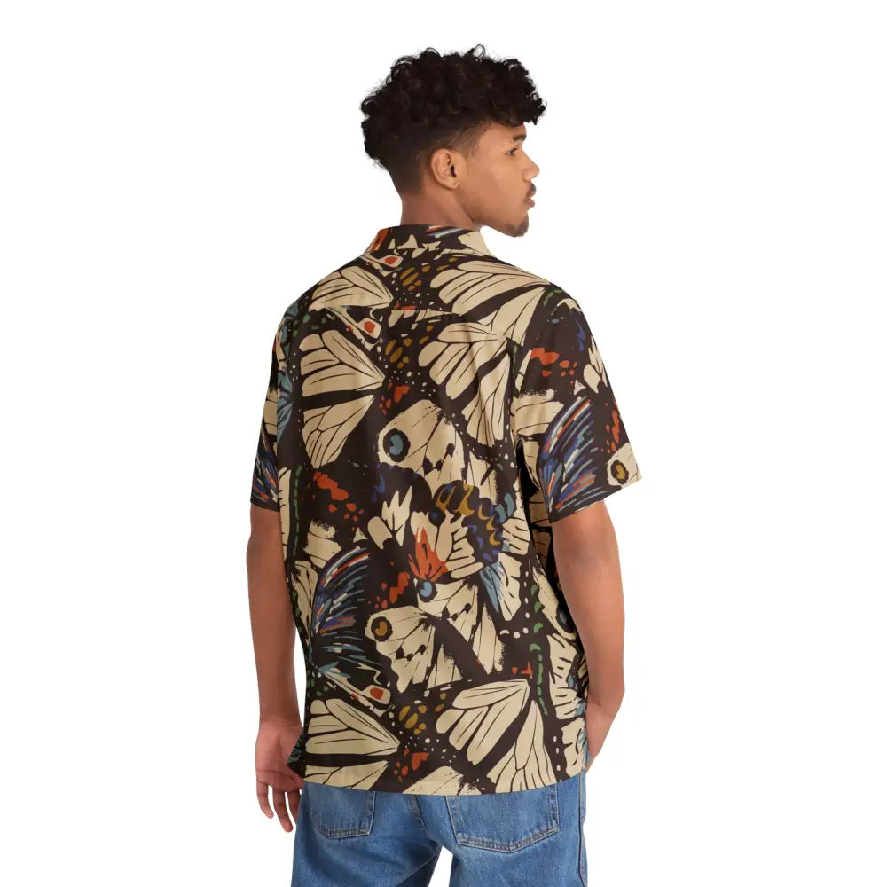 Butterfly-patterned short-sleeved Hawaiian shirt from PixiOnyx Tropical Apparel for men