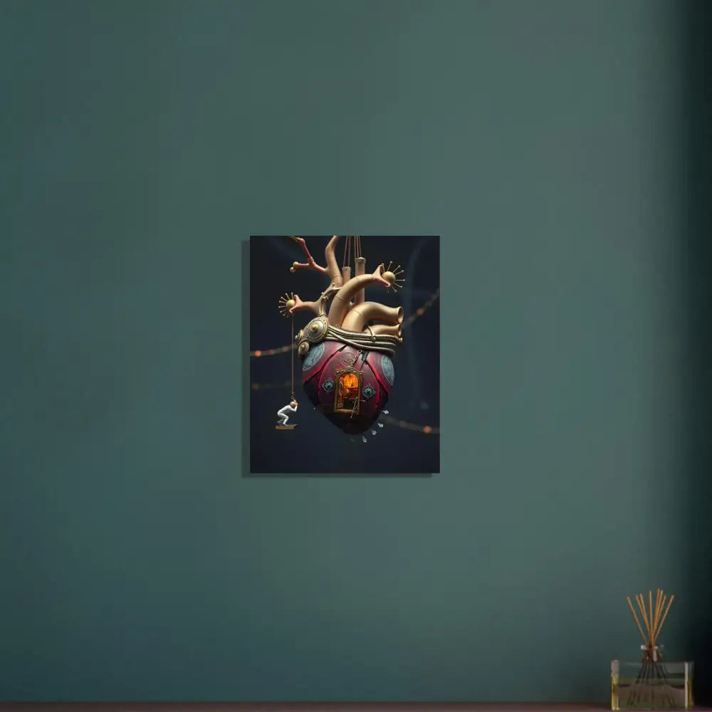 Steampunk-style anatomical heart art on Heart Machine Aluminum Print by PixiOnyx Dreamcore Panel