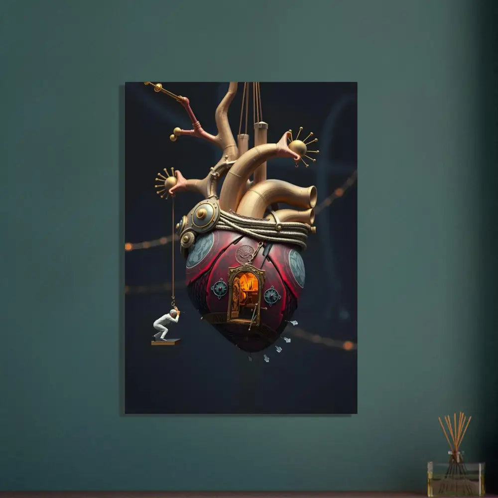 Steampunk heart artwork on Heart Machine Aluminum Print The Bleeding Threshold PixiOnyx
