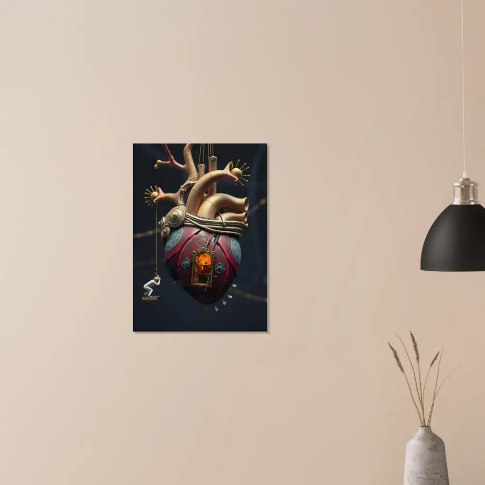 Steampunk anatomical heart art displayed on Heart Machine Canvas The Bleeding Threshold PixiOnyx