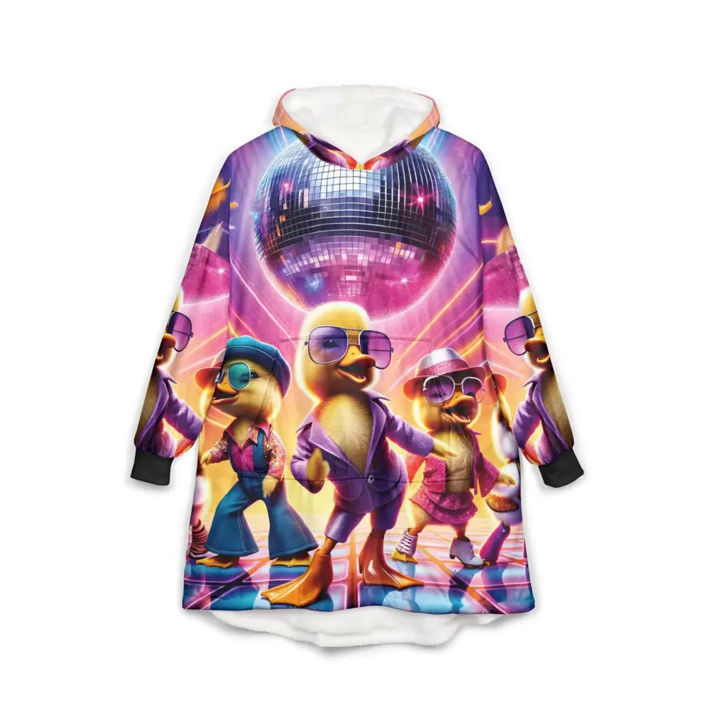 Oversized hoodie with Disco Duck design from PixiOnyx Festivalcore Cozywear collection