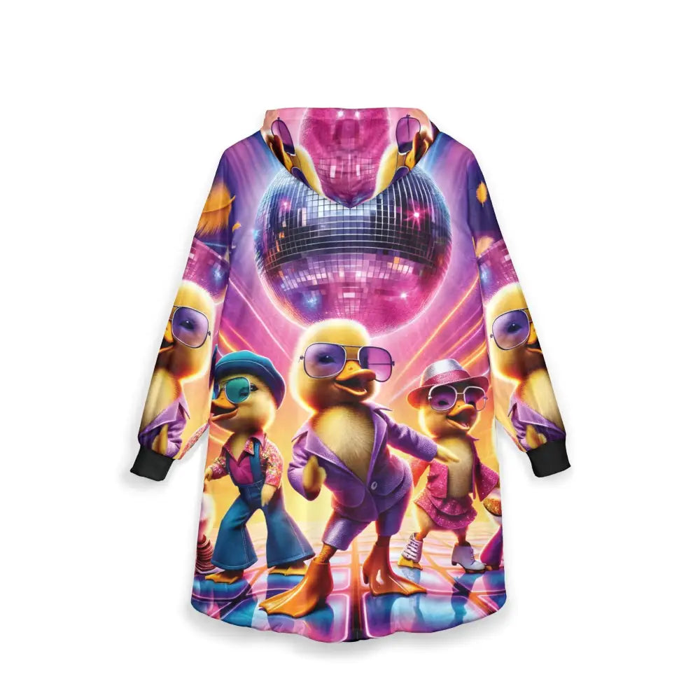 Disco Duck hooded sweatshirt dress from PixiOnyx Festivalcore Cozywear collection