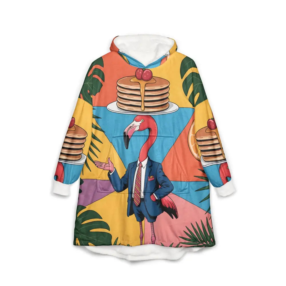 Oversized flamingo waiter hooded blanket with pancake design by Honson Ventures Limited at Gnaftis House Flat