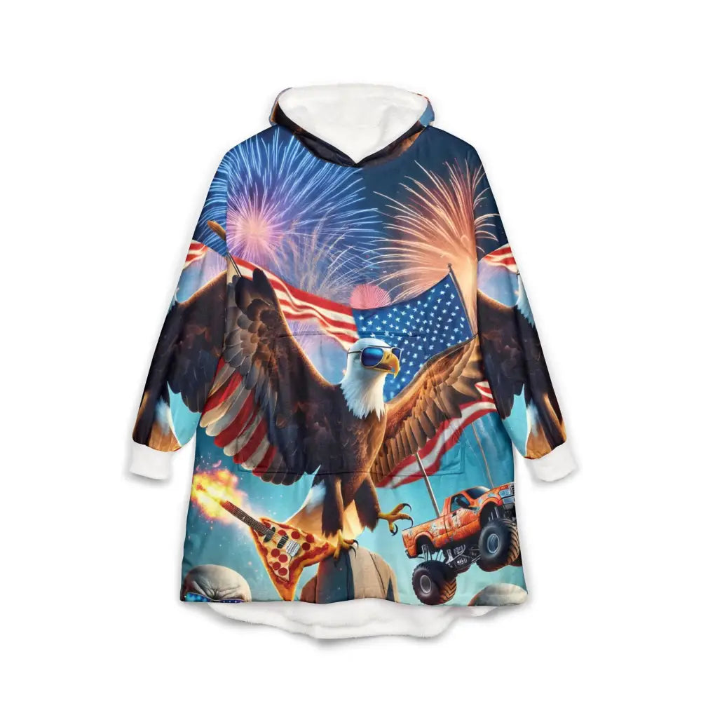 Patriotic eagle-themed hooded blanket from PixiOnyx Cozy Chaos Cloak showcasing American pride