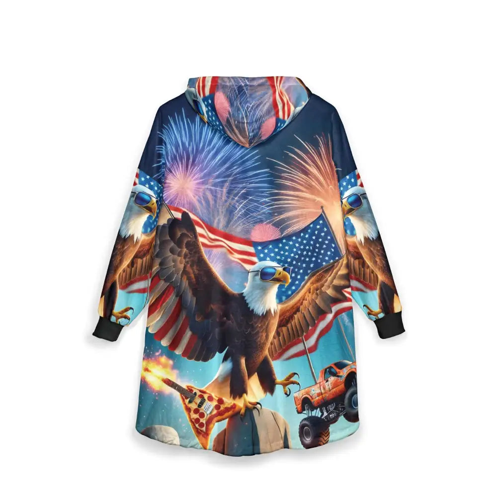 Patriotic eagle hoodie dress from PixiOnyx Cozy Chaos Cloak hoodie blanket collection