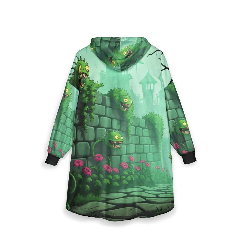 Green monster-themed hooded blanket from Grinvine Grove PixiOnyx Monstercore Cozywear