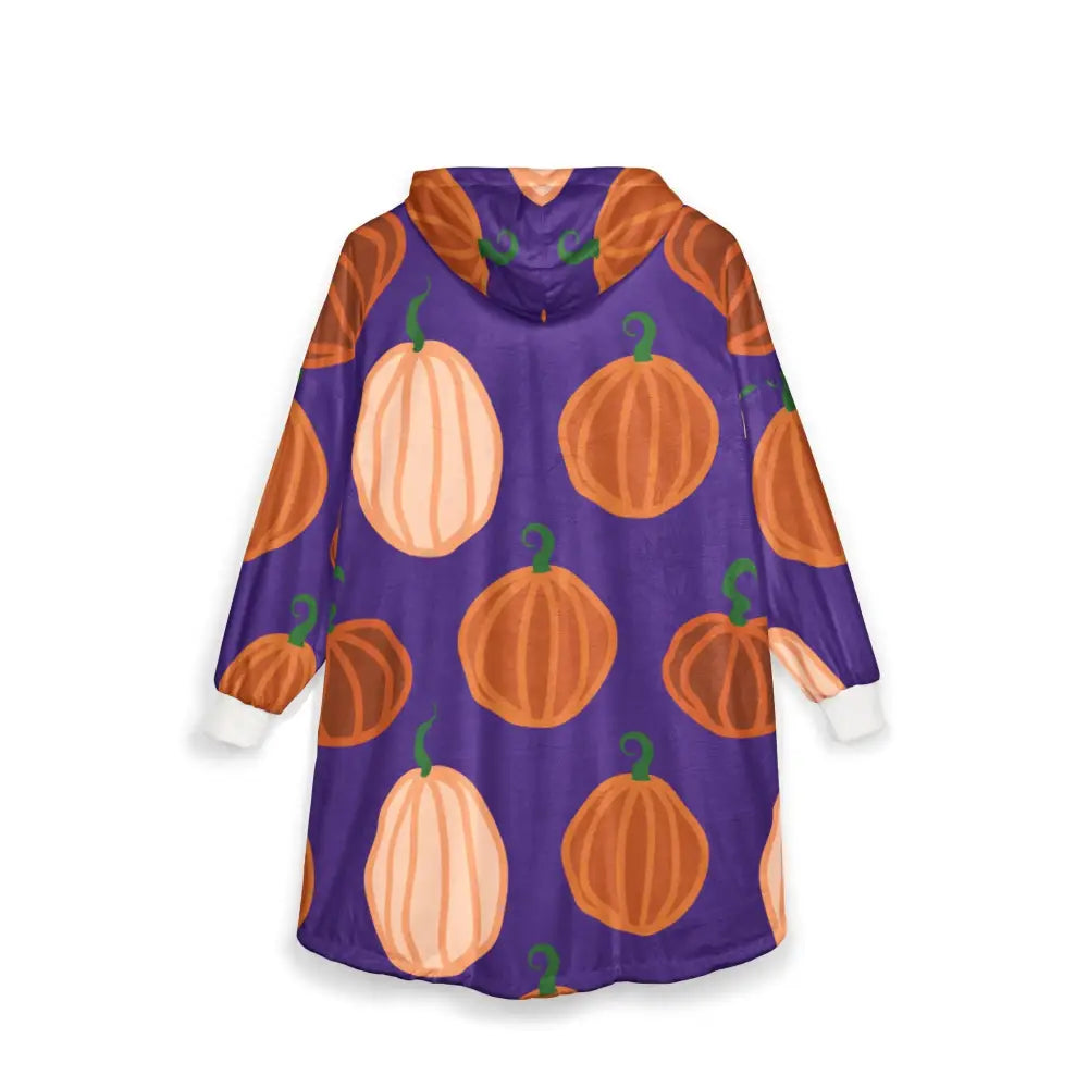 Purple pumpkin print hooded blanket from Pumpkin Glow Halloween Edition by PixiOnyx