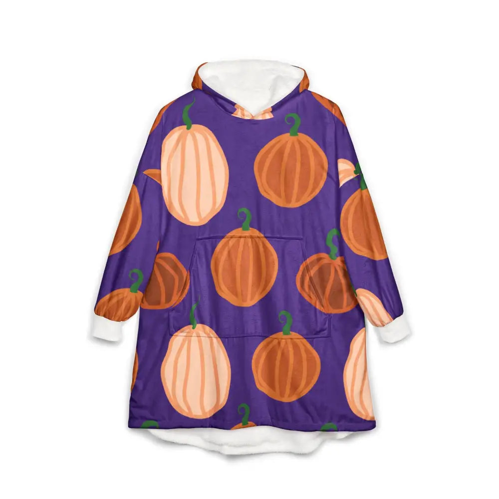 Purple oversized hoodie with pumpkin pattern from Hooded Blanket Pumpkin Glow Halloween Edition
