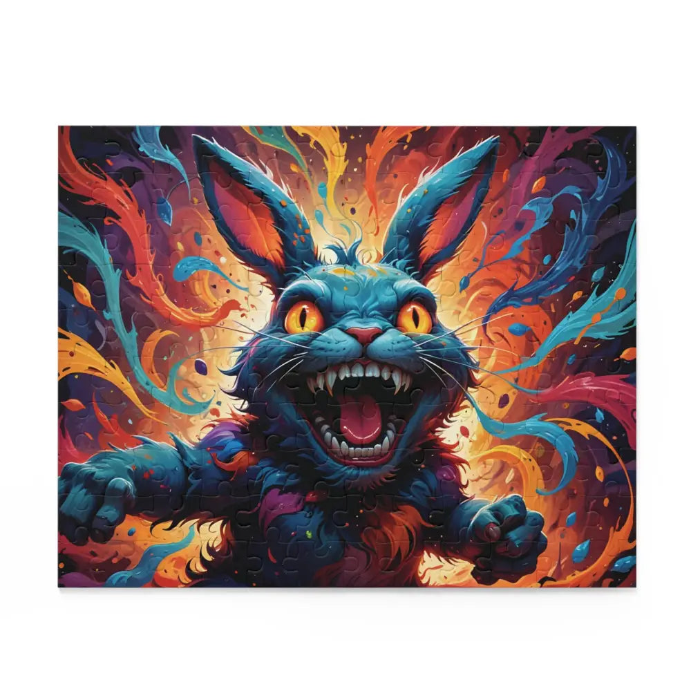 Colorful snarling rabbit jigsaw puzzle from Inferno Giggle Psycho Cottontail Quartet game