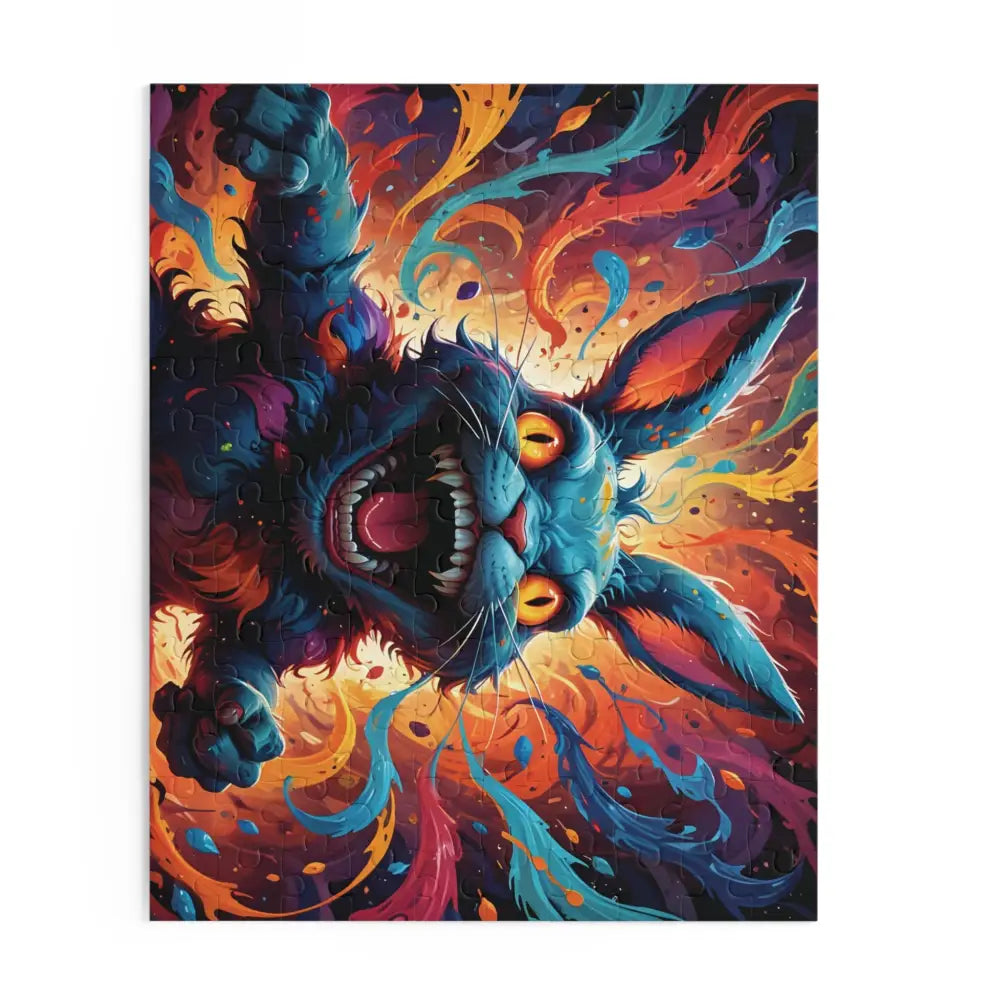 Colorful cat puzzle from Inferno Giggle Jigsaw Puzzle Psycho Cottontail Quartet PixiOnyx Edition