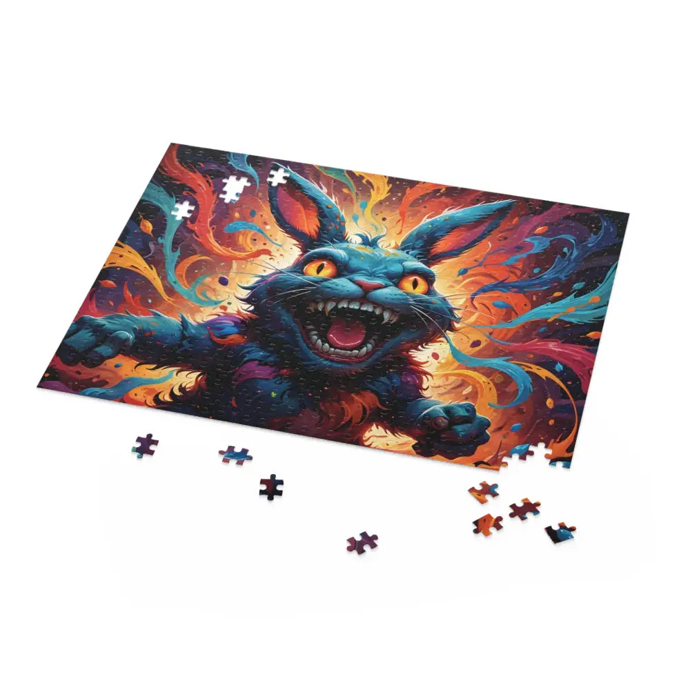 Colorful rabbit puzzle from Inferno Giggle Jigsaw Puzzle Psycho Cottontail Quartet PixiOnyx edition
