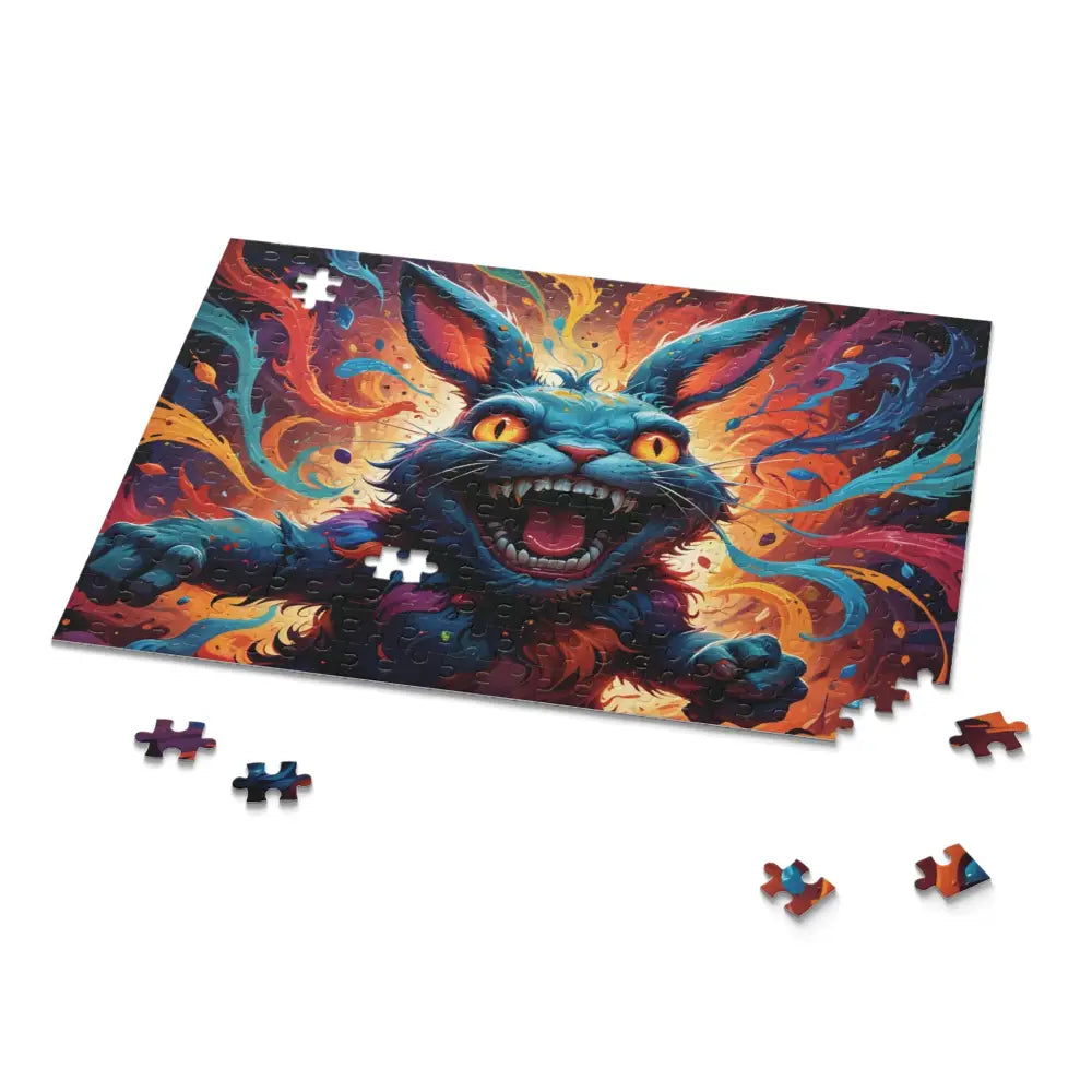 Colorful jigsaw puzzle of a monstrous rabbit from Inferno Giggle Jigsaw Puzzle PixiOnyx edition