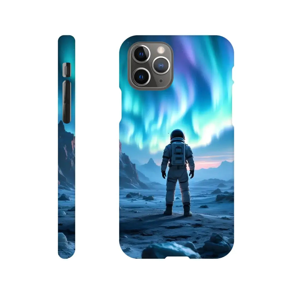 Astronaut under aurora phone case for iPhone Slim Case PixiOnyx Stargaze Wrap