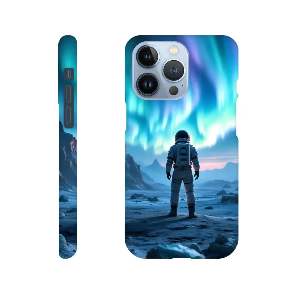 Astronaut-themed phone case with aurora design for iPhone Slim Case PixiOnyx Stargaze