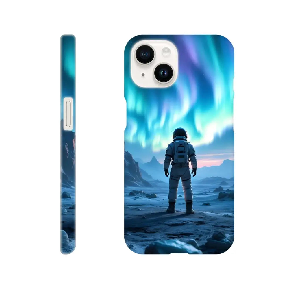 IPhone Slim Case with astronaut and Aurora Borealis design by PixiOnyx Stargaze Wrap