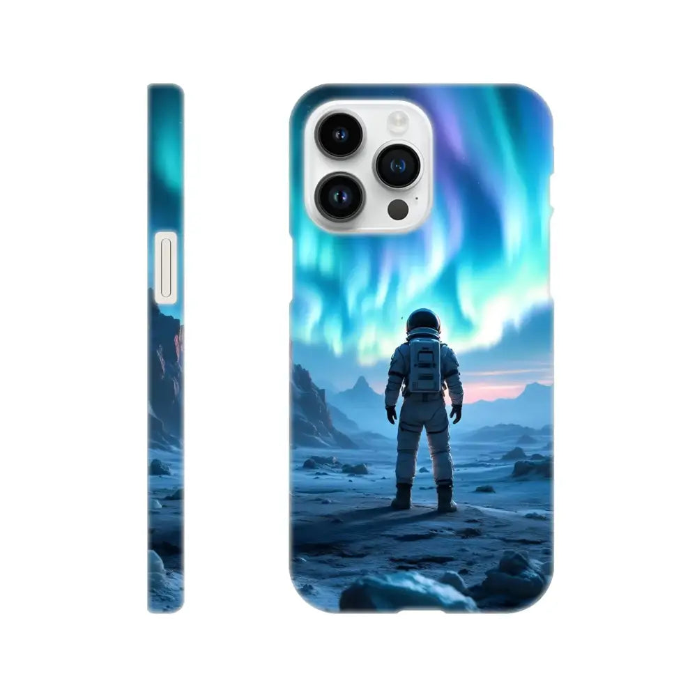 Astronaut-themed iPhone Slim Case with Aurora Design from PixiOnyx Stargaze Wrap