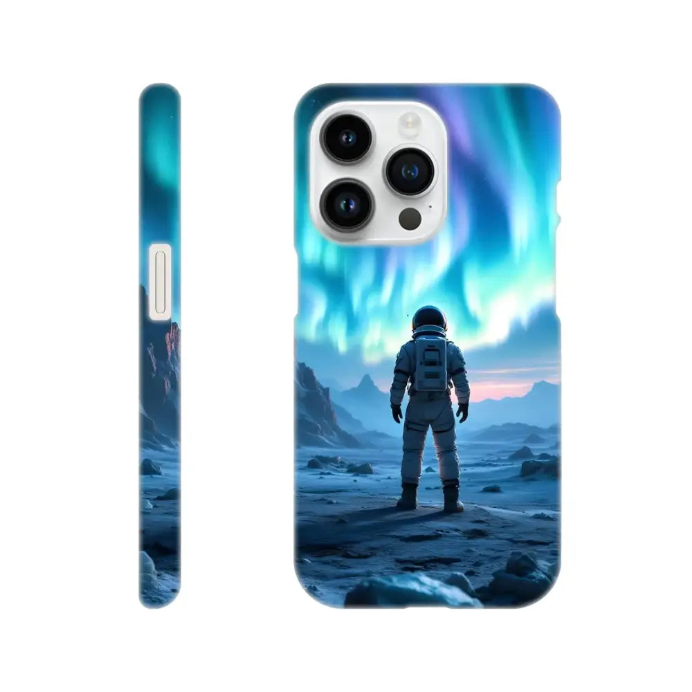 Astronaut-themed iPhone Slim Case with Aurora Design from PixiOnyx Stargaze Wrap