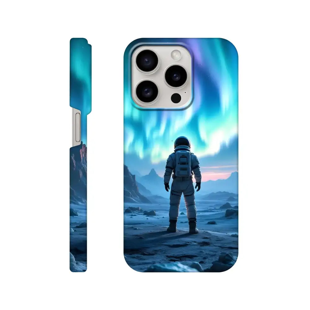 Astronaut-themed iPhone Slim Case with Aurora design from PixiOnyx Stargaze Wrap