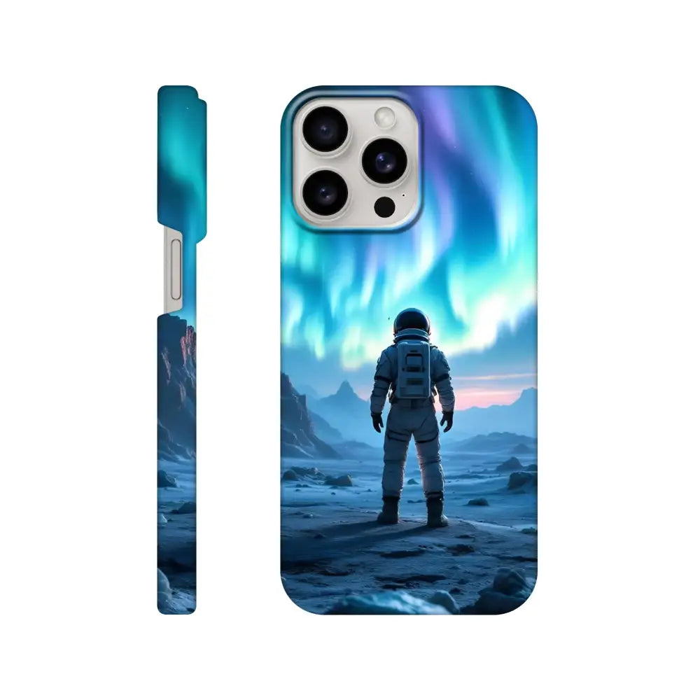 Astronaut-themed iPhone Slim Case with Aurora design from PixiOnyx Stargaze Wrap