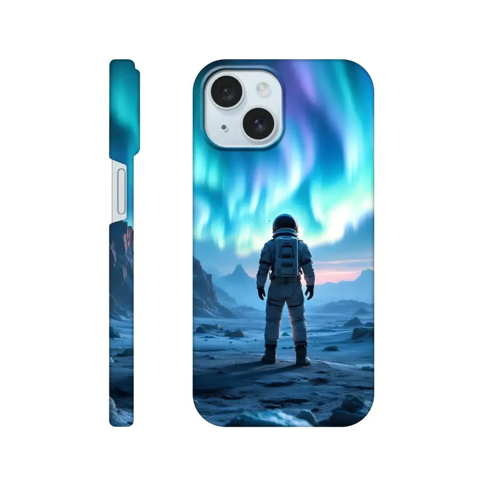 Astronaut-themed iPhone Slim Case with Aurora design from PixiOnyx Stargaze Wrap