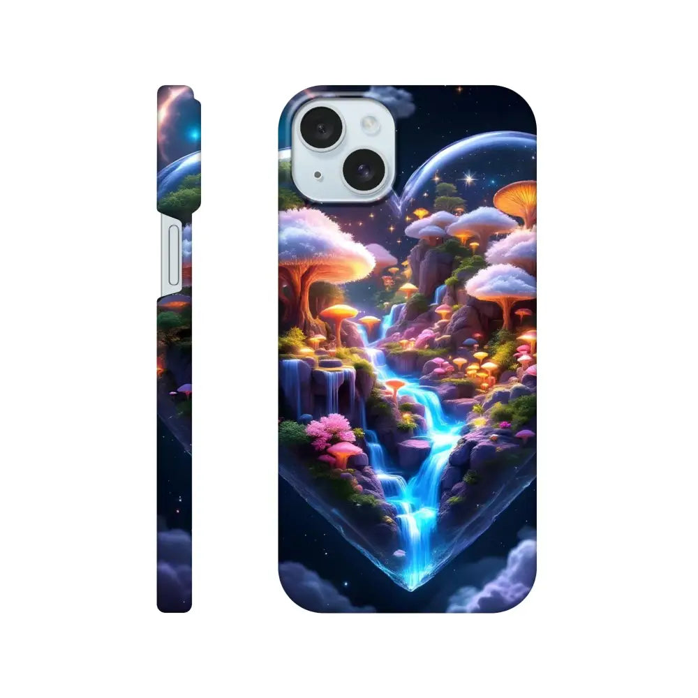Fantasy landscape phone case for iPhone with Cosmic Heart design from PixiOnyx Lightform