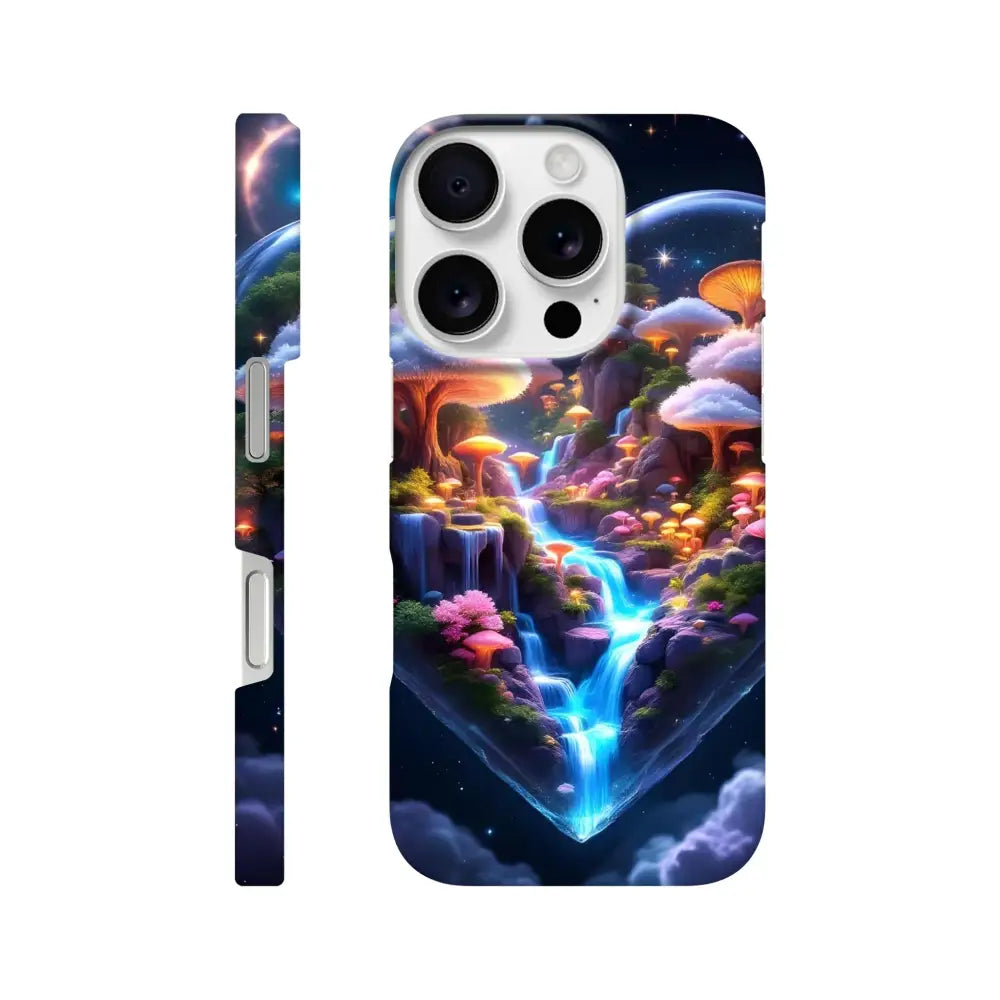 Fantasy landscape phone case featuring cosmic heart design for iPhone Slim Case PixiOnyx Lightform