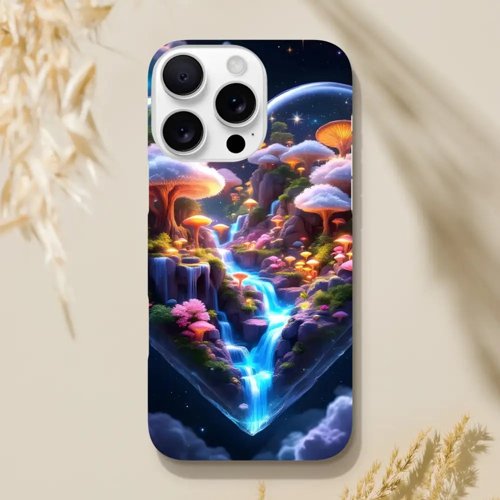 IPhone Slim Case Cosmic Heart PixiOnyx Lightform featuring fantastical mushroom landscape