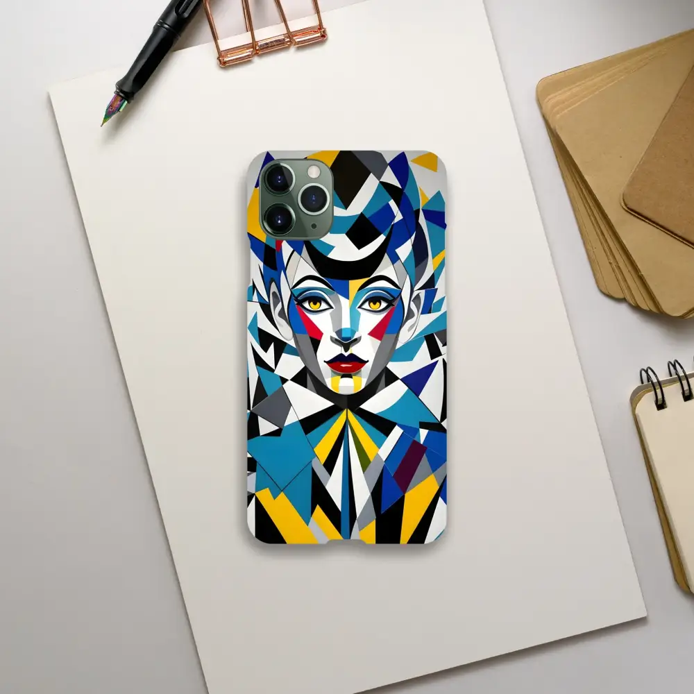 Colorful geometric woman phone case for iPhone Slim Case Fragmented Muse by PixiOnyx
