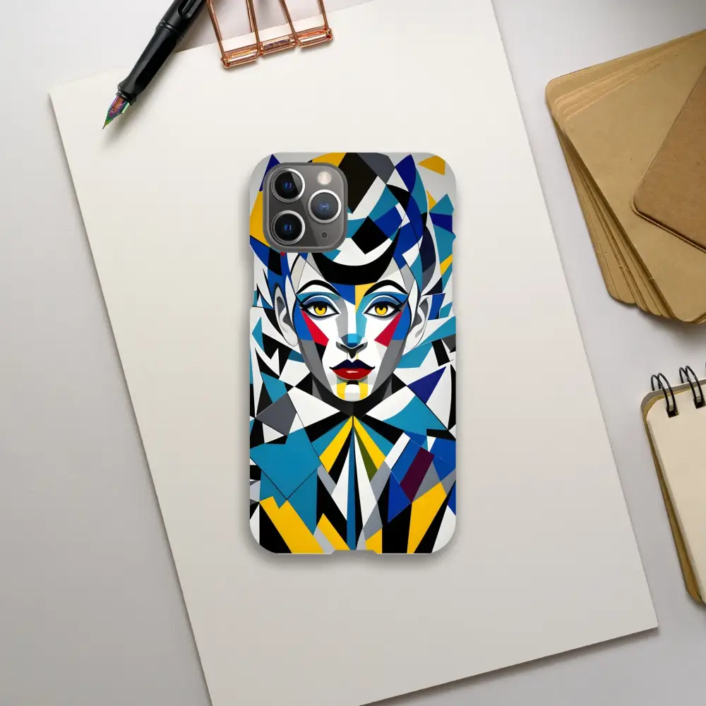 Colorful geometric face design phone case for iPhone Slim Case – Fragmented Muse PixiOnyx