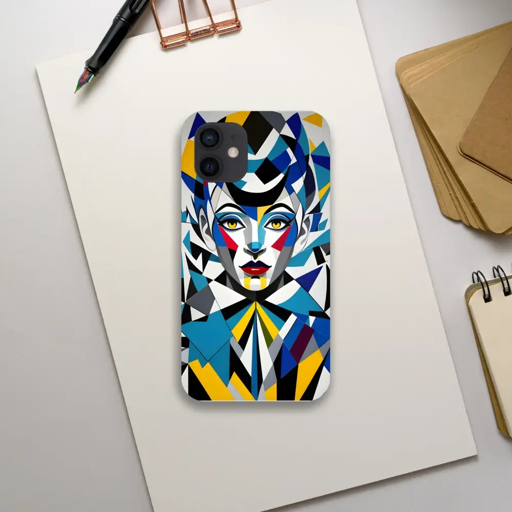 Colorful geometric woman phone case for iPhone Slim Case Fragmented Muse by PixiOnyx