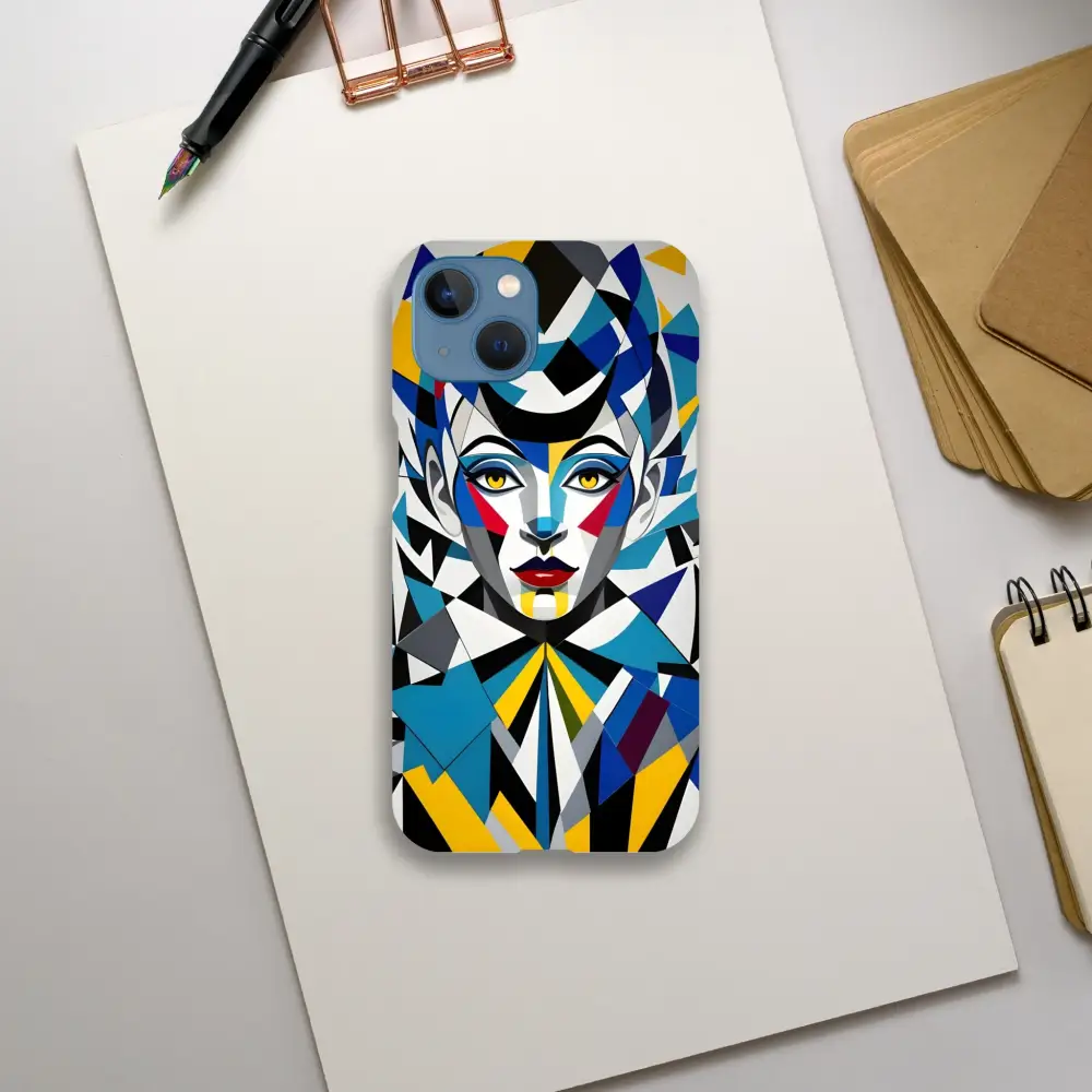 Geometric woman phone case on iPhone Slim Case – Fragmented Muse PixiOnyx Artistic Cover
