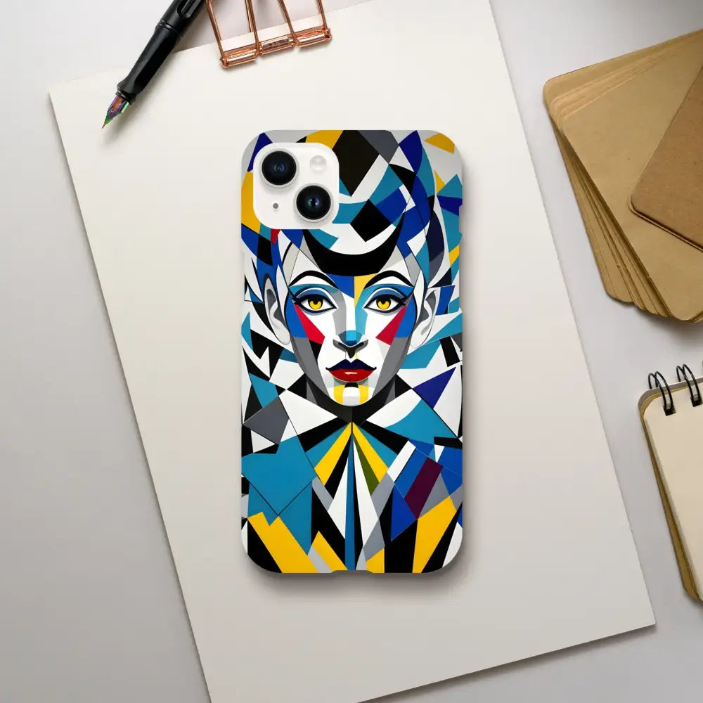 Colorful geometric face phone case for iPhone Slim Case – Fragmented Muse PixiOnyx