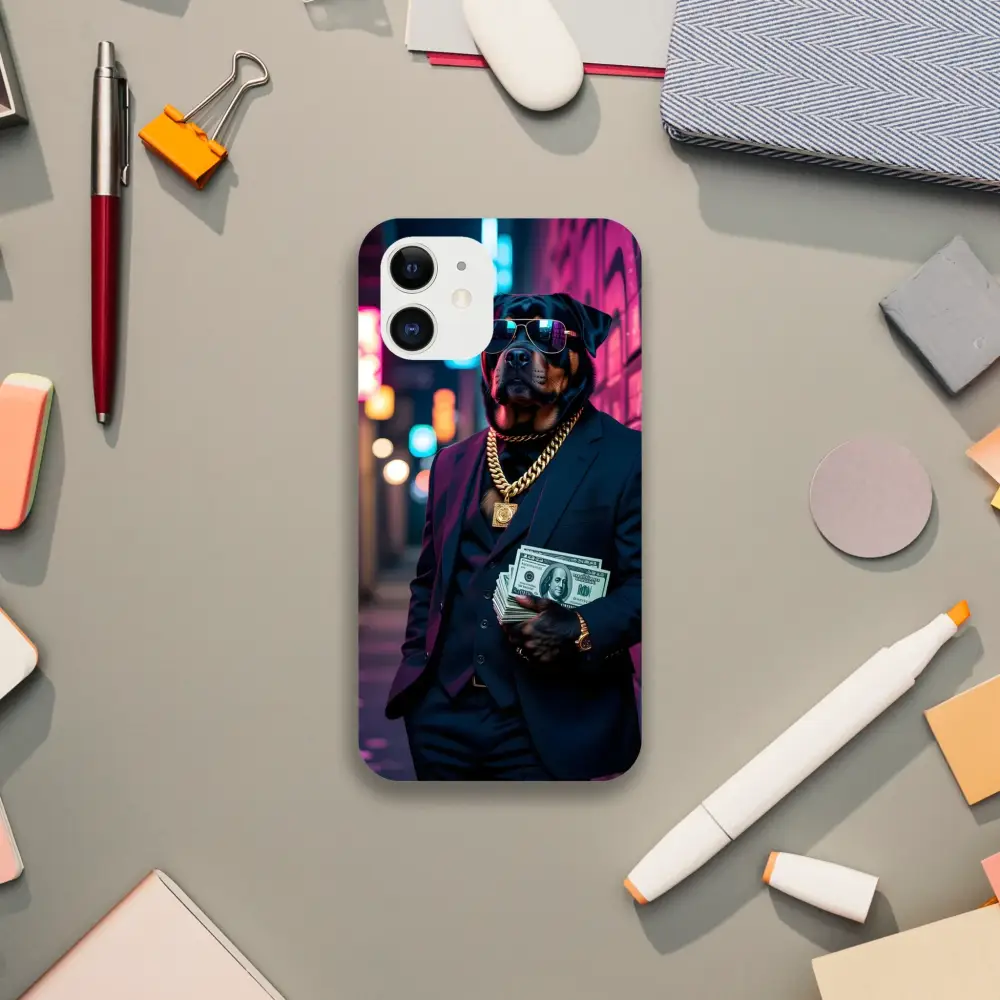 IPhone Slim Case Kingpin K9 featuring a dog in a stylish suit on PixiOnyx Street Style