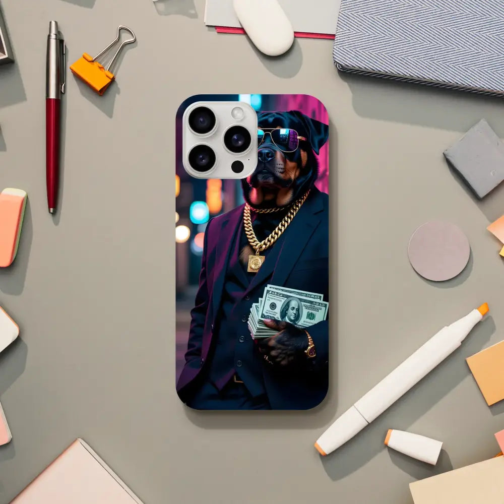 Stylish iPhone Slim Case featuring a dog in a suit for Kingpin K9 PixiOnyx Street Style
