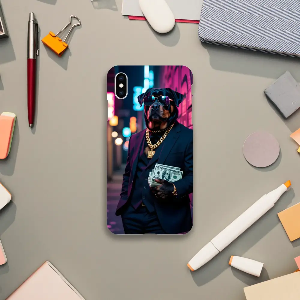 IPhone Slim Case Kingpin K9 with dog in suit design for street style protection