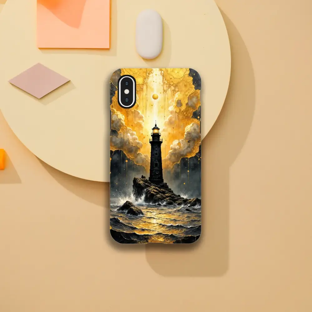 IPhone Tough Case with abstract lighthouse masterpiece on glossy polycarbonate outer surface
