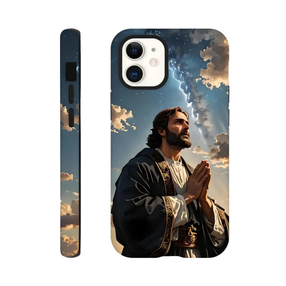 Jesus-themed prayer to the cosmos design on iPhone Tough Case by PixiOnyx