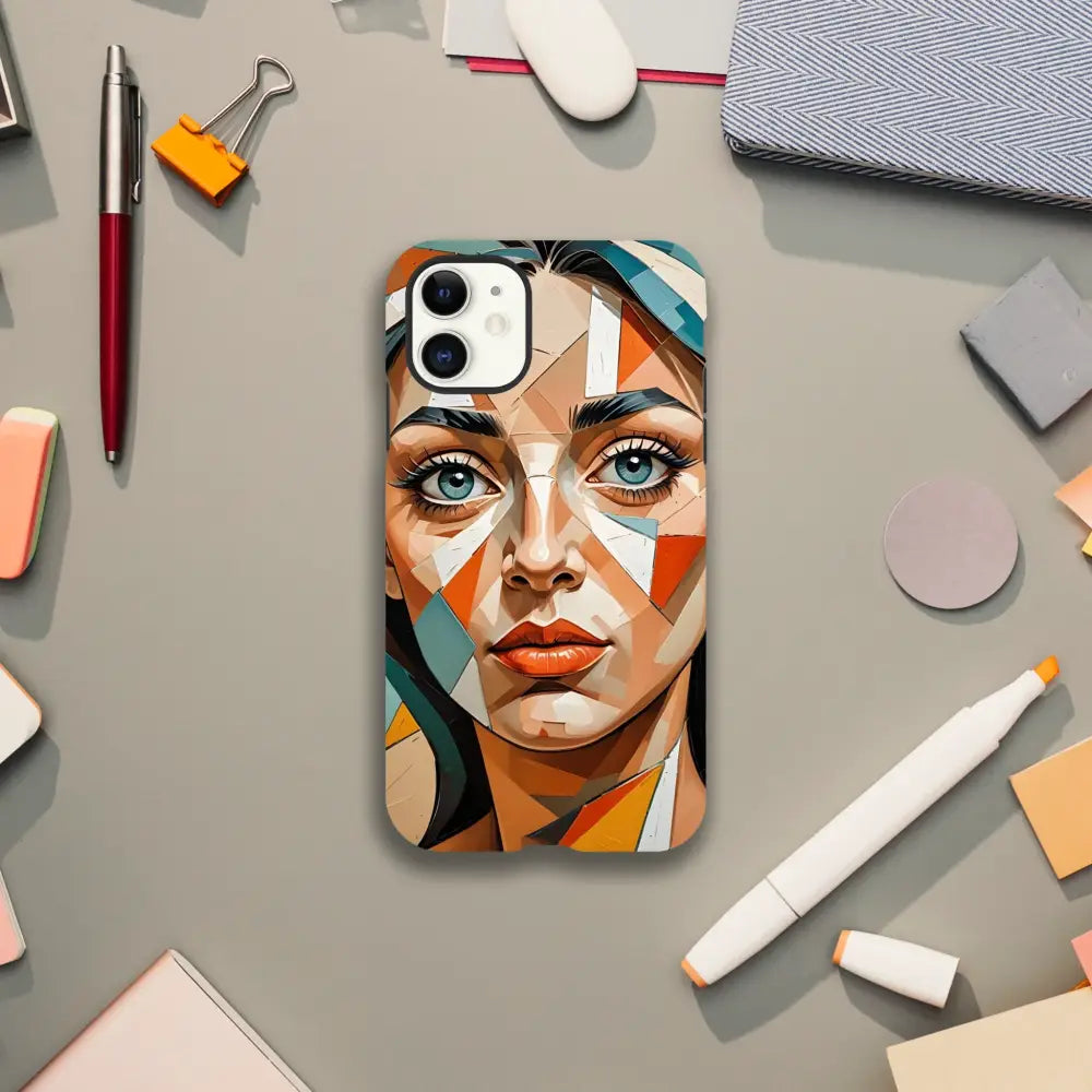 IPhone Tough Case with Geometric Portrait Design, Prismatic Portrait PixiOnyx